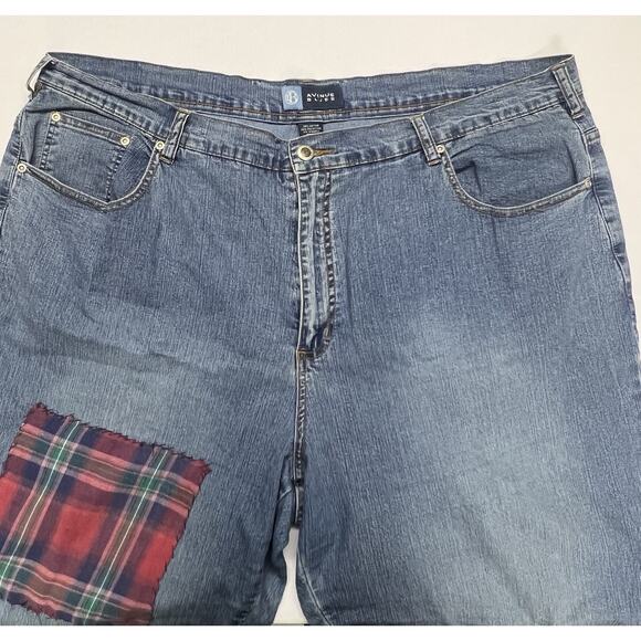 Avenue Blues Womens Wide Leg Jeans Size 24 Plaid Patchwork Fall Denim - Picture 7 of 10